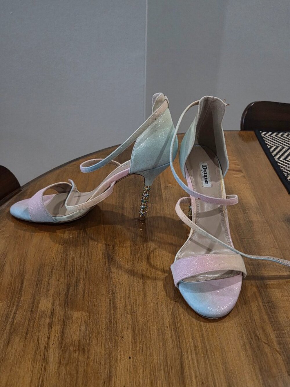 Dune London Rainbow Sandals with Jeweled Heels
